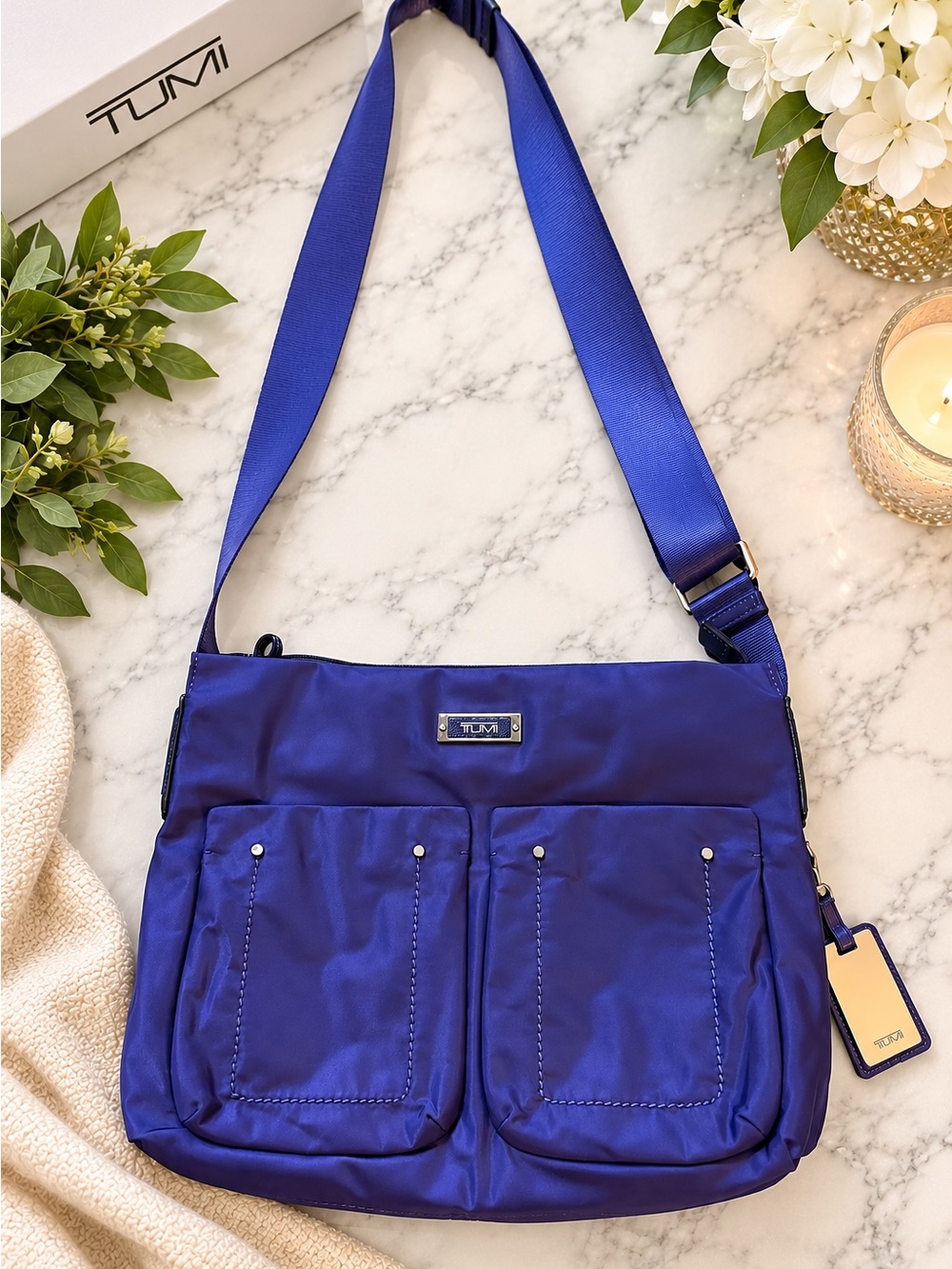 Tumi Purple Nylon Crossbody Bag with Front Pockets - Like New